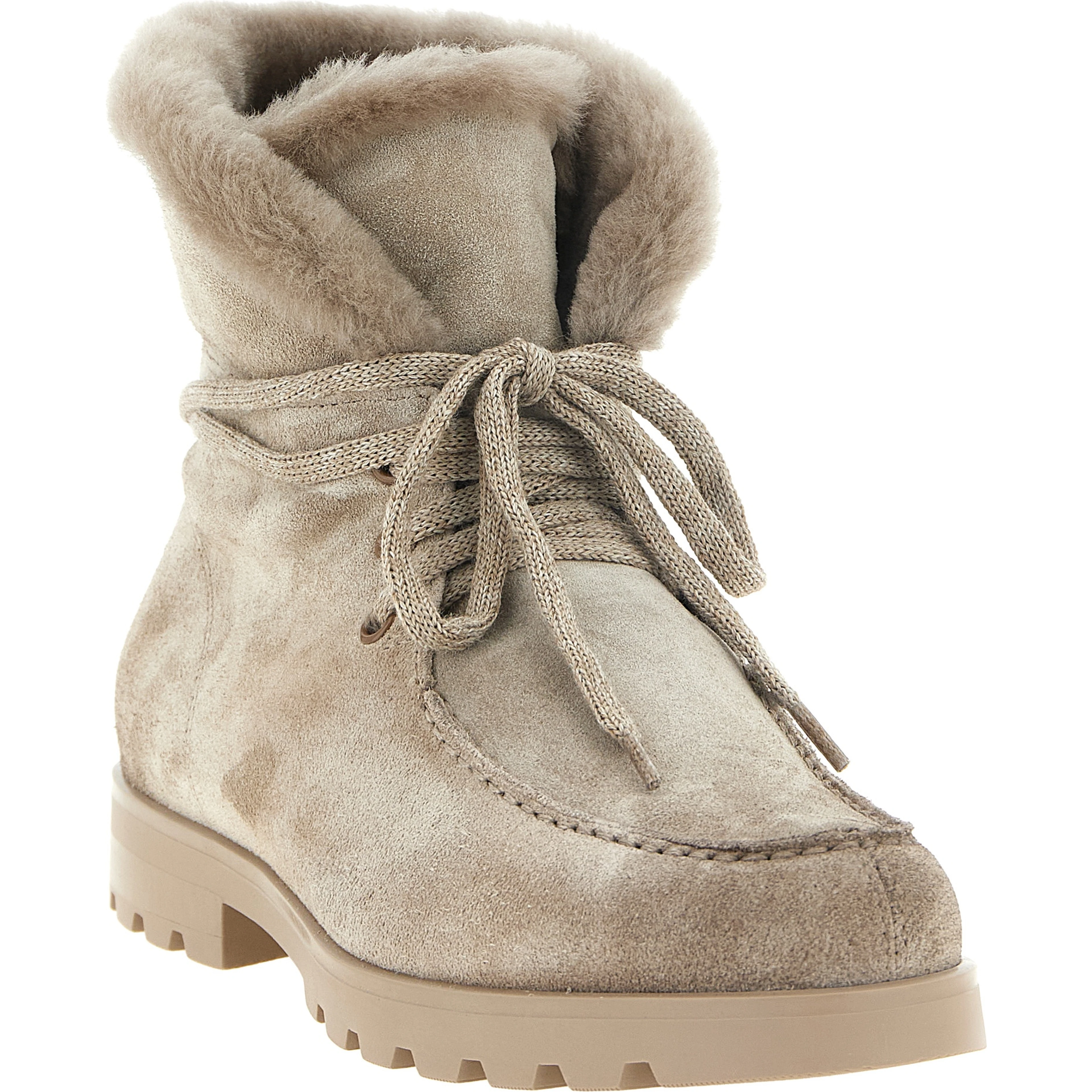 Beige Calfskin Ankle Boots