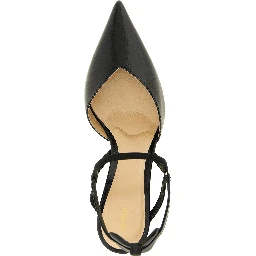 Black Calfskin Mid Heel Pumps