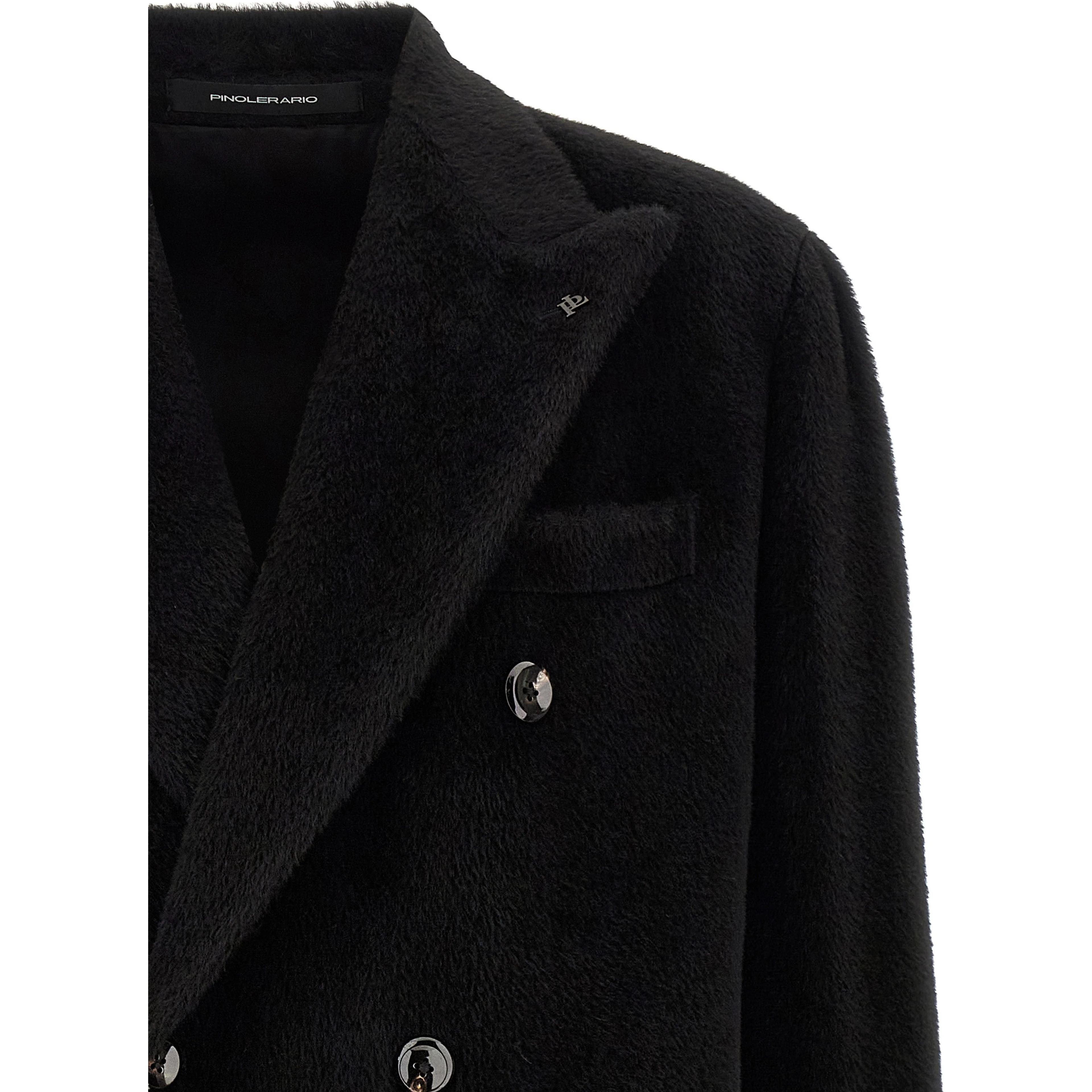 Black Alpaca Leather Coat