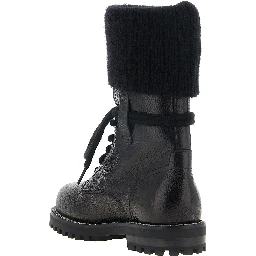 Black Calfskin Lace-Up Boots