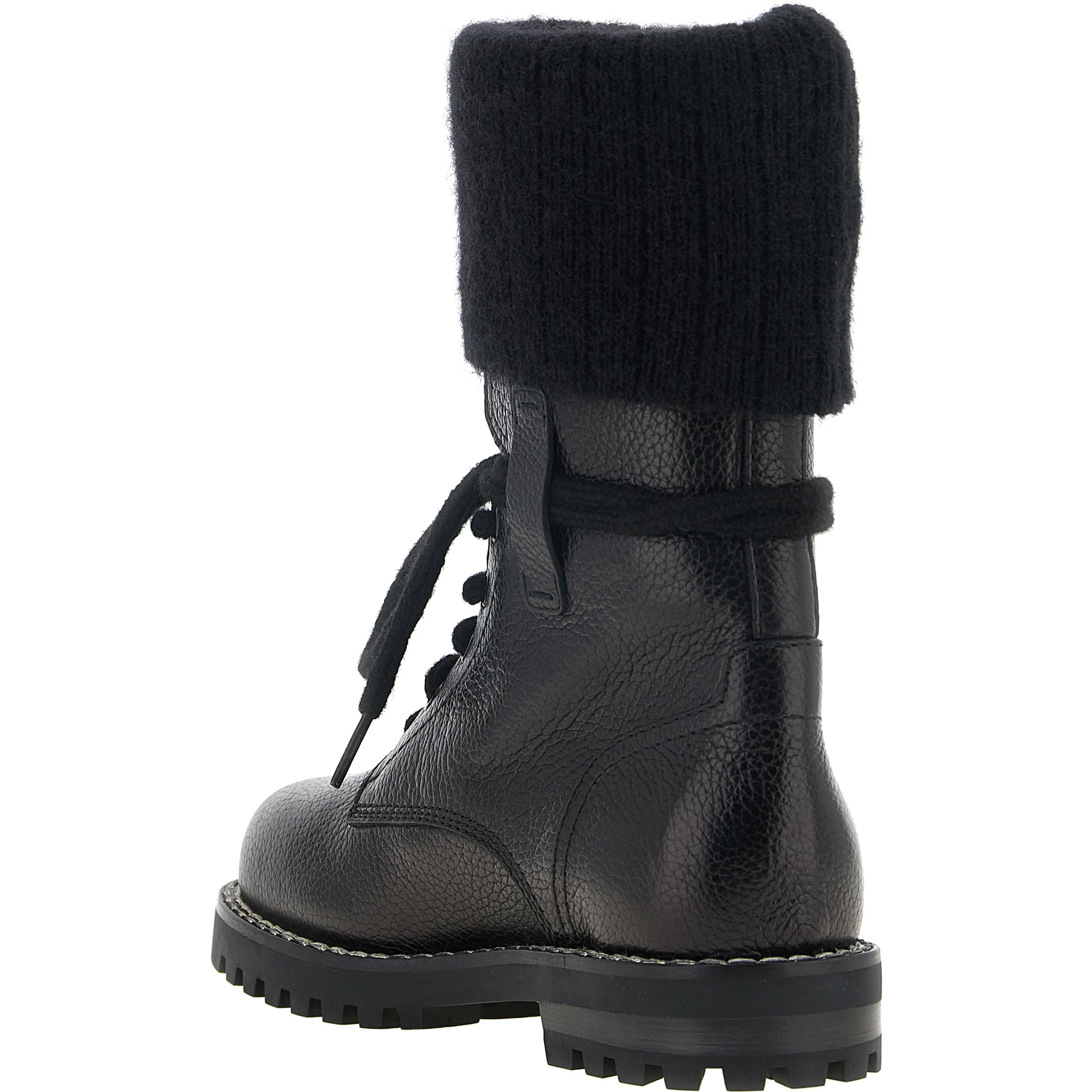 Black Calfskin Lace-Up Boots