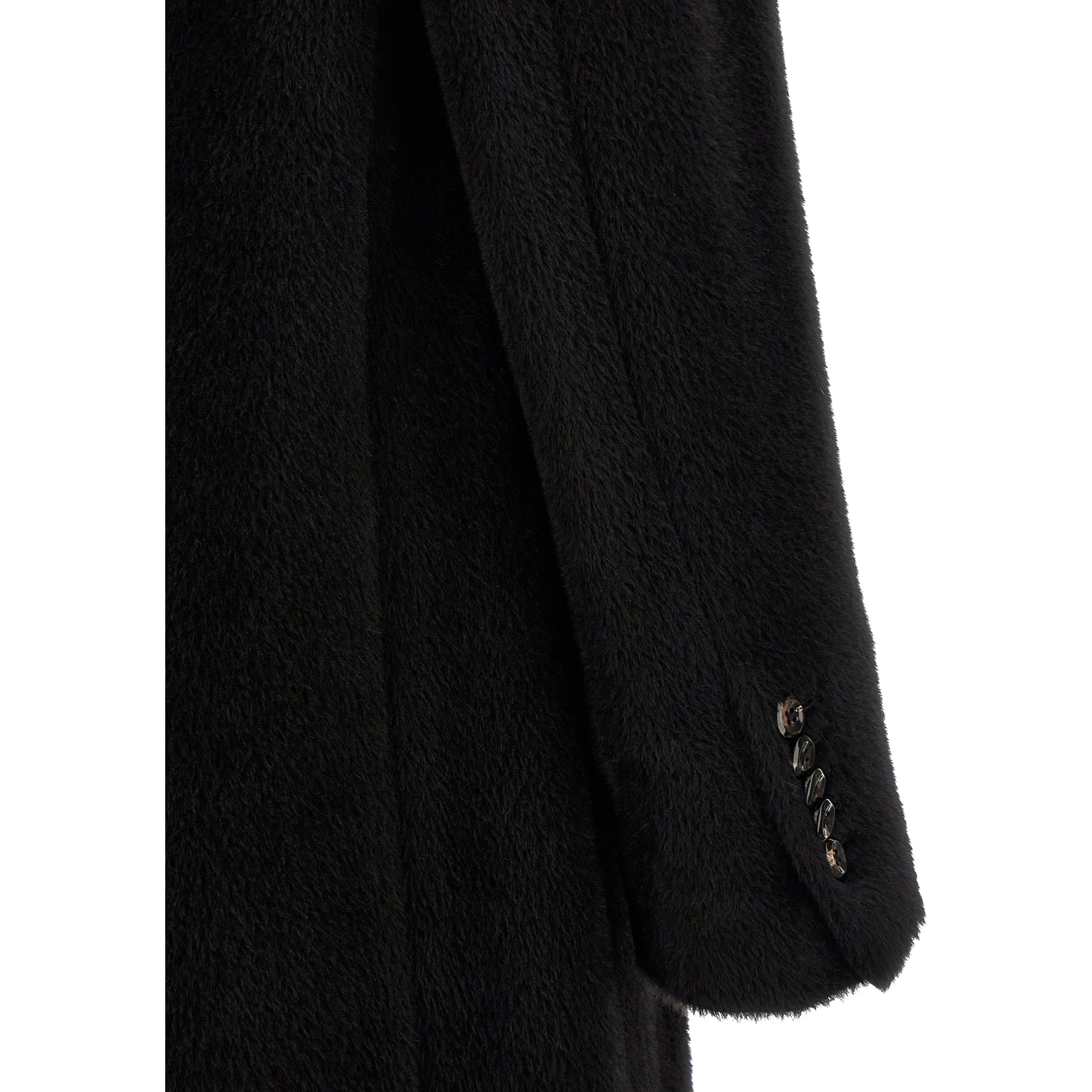 Black Alpaca Leather Coat