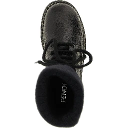 Black Calfskin Lace-Up Boots