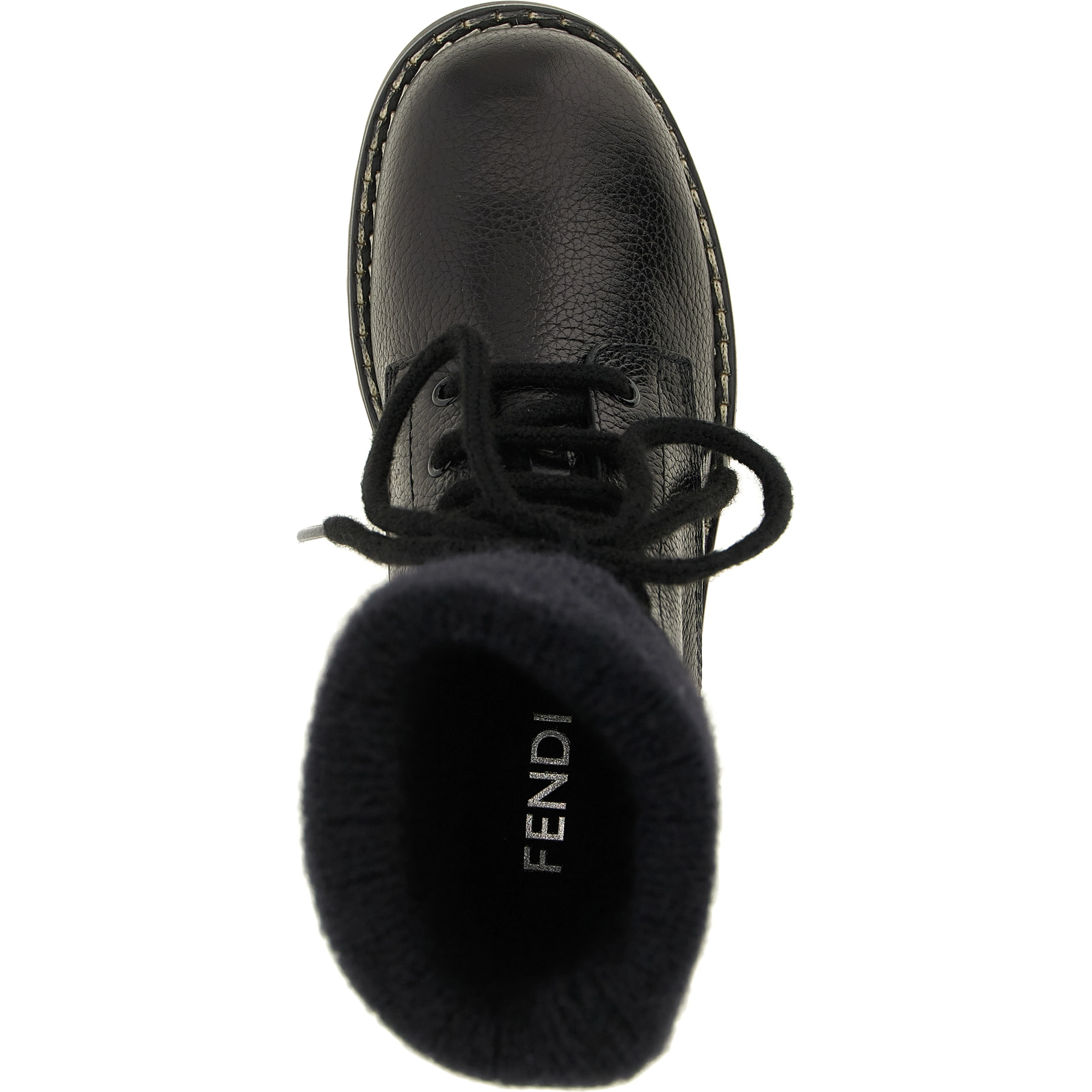 Black Calfskin Lace-Up Boots