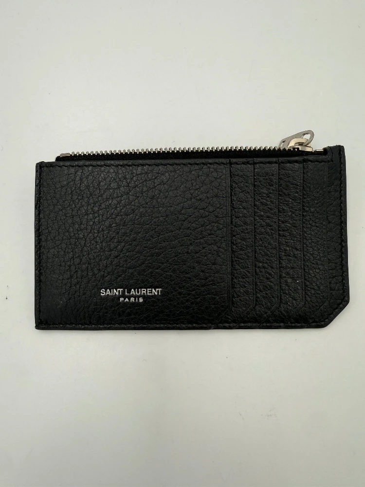 SAINT LAURENT Zip in Deerskin Cardholder