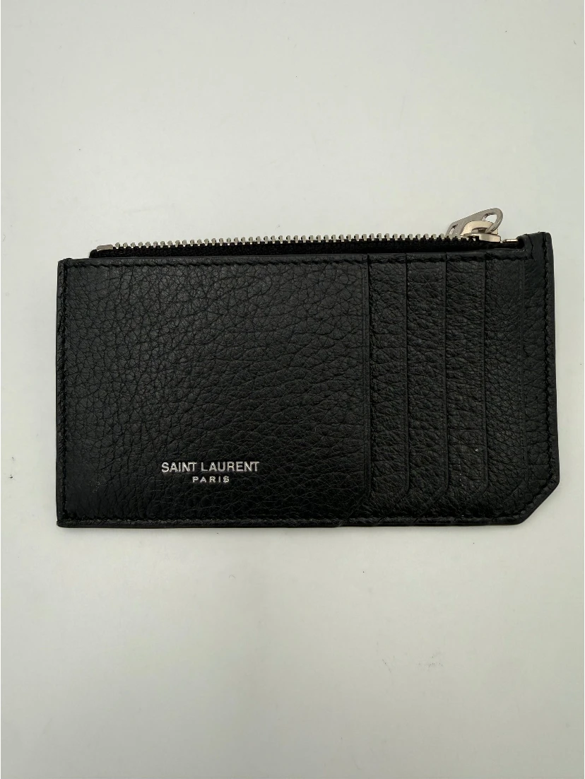 SAINT LAURENT Zip in Deerskin Cardholder
