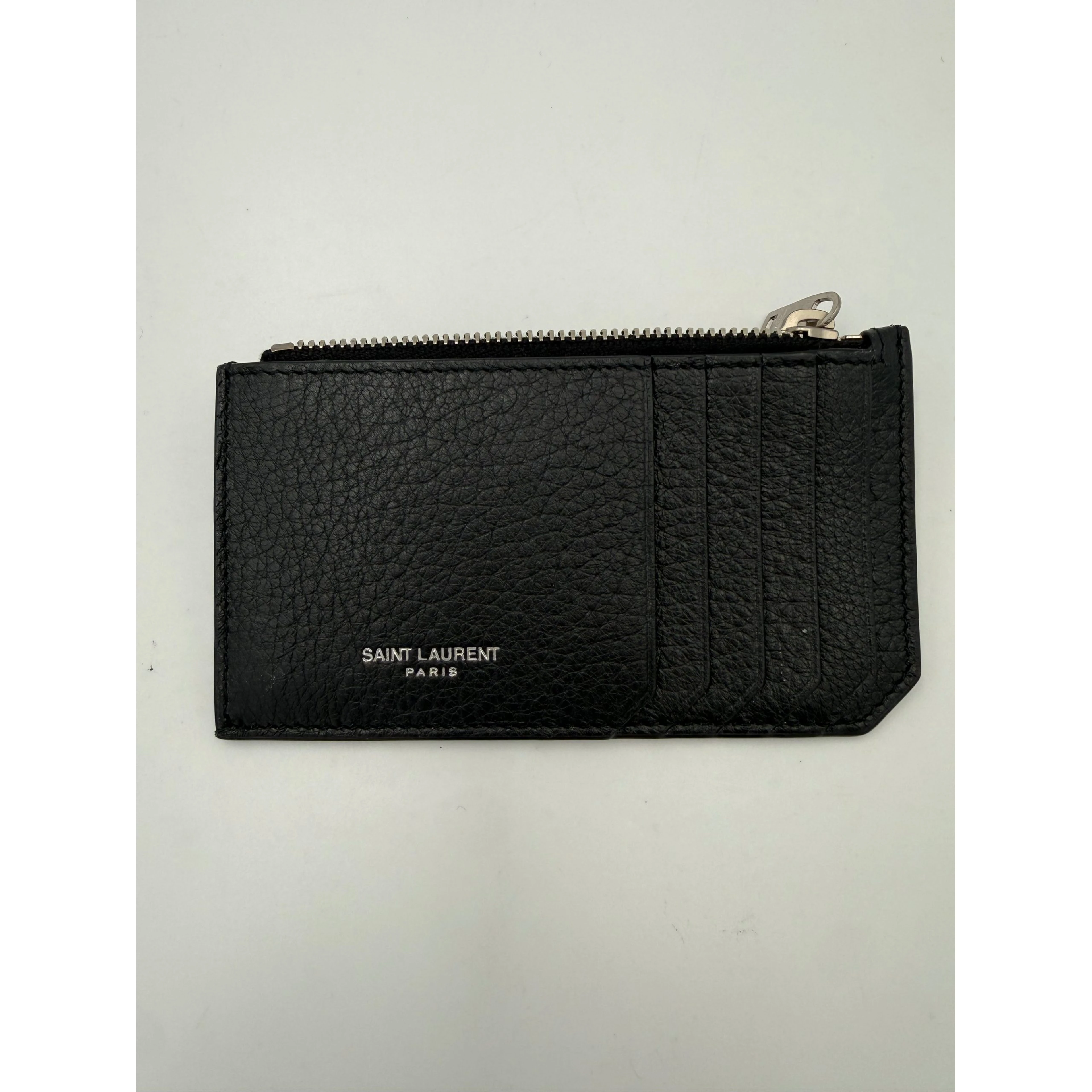 SAINT LAURENT Zip in Deerskin Cardholder