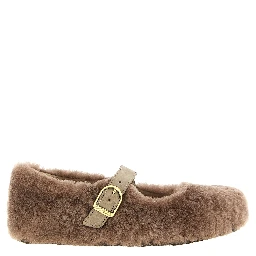 Gray Leather Ballet Flats