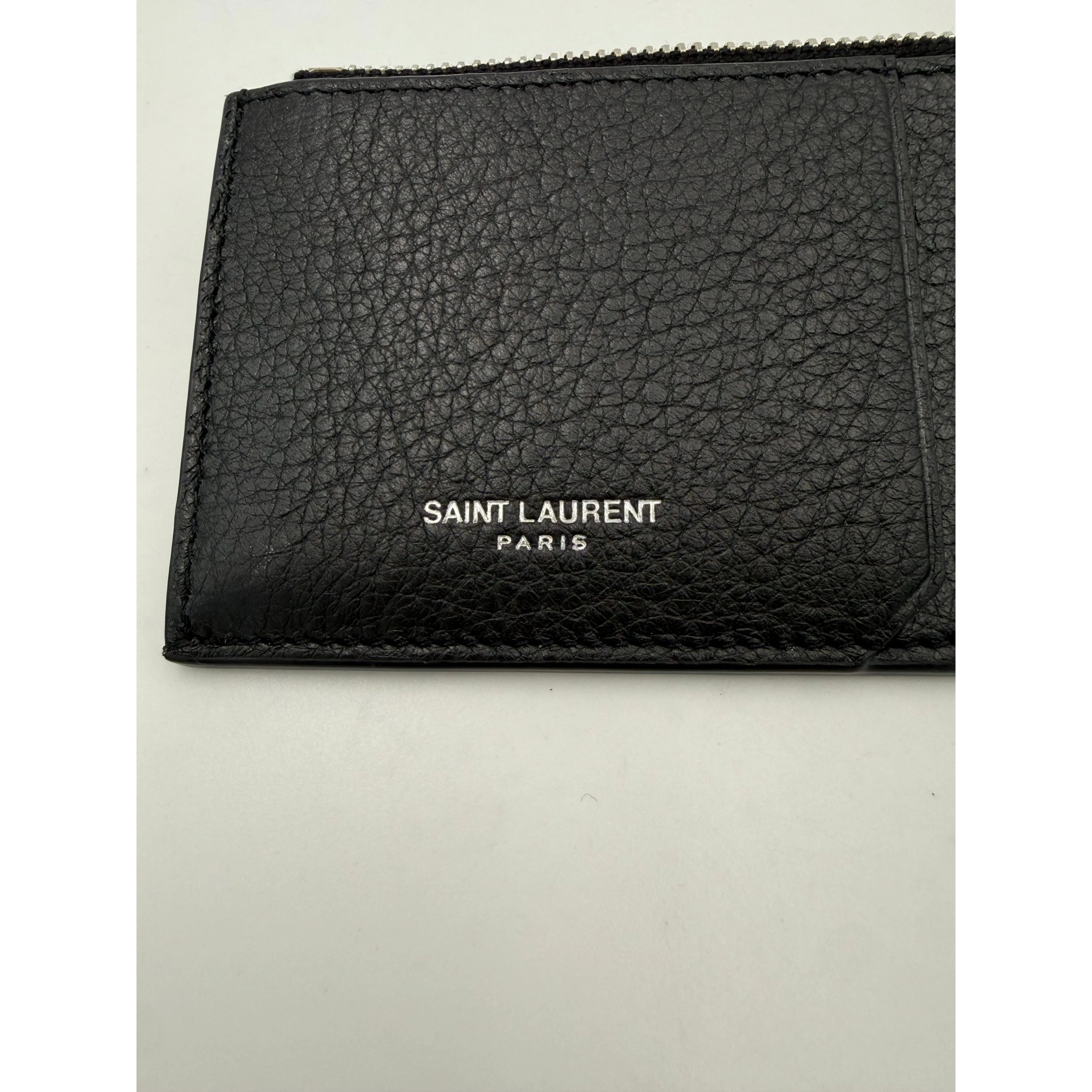 SAINT LAURENT Zip in Deerskin Cardholder