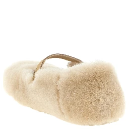 Beige Leather Ballet Flats