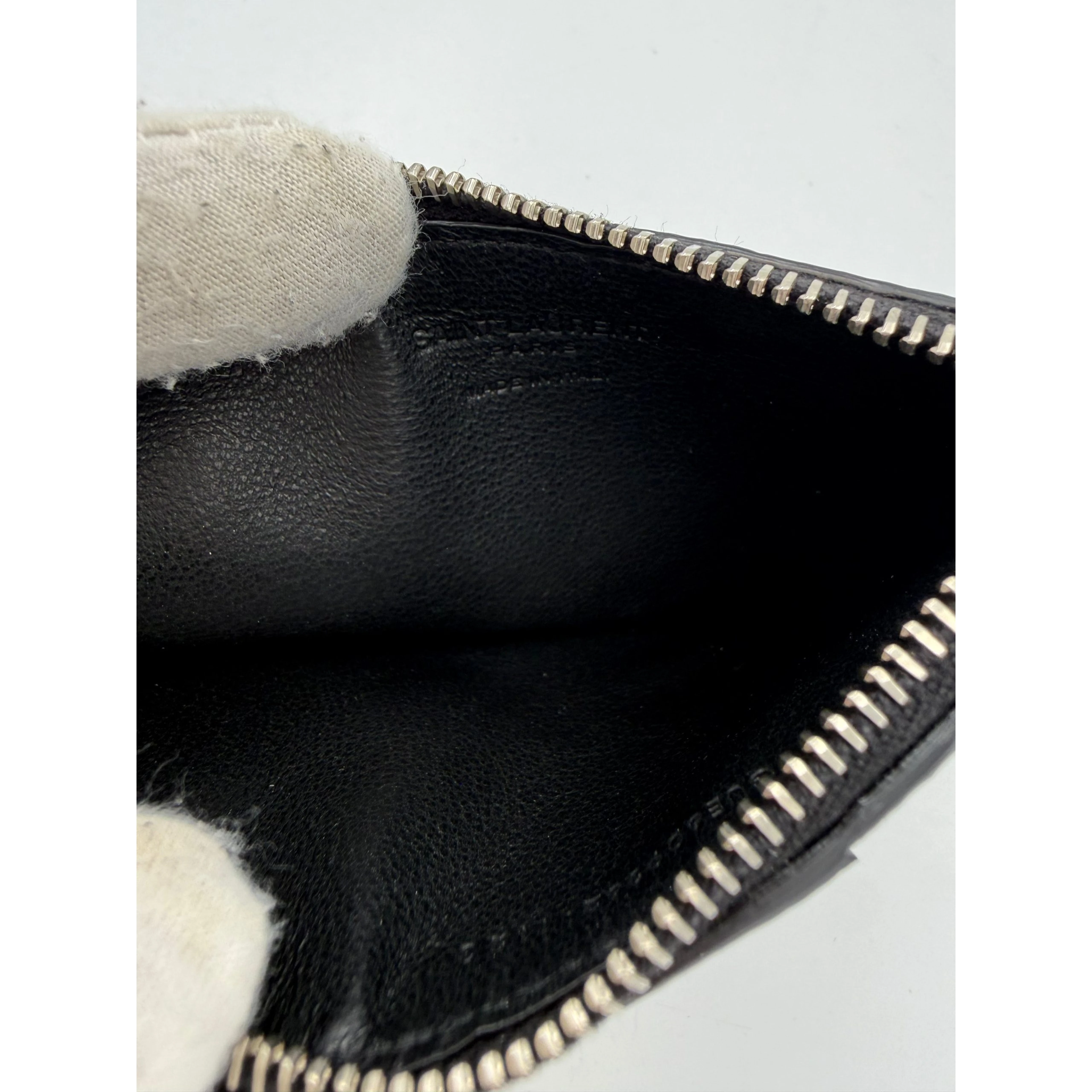 SAINT LAURENT Zip in Deerskin Cardholder