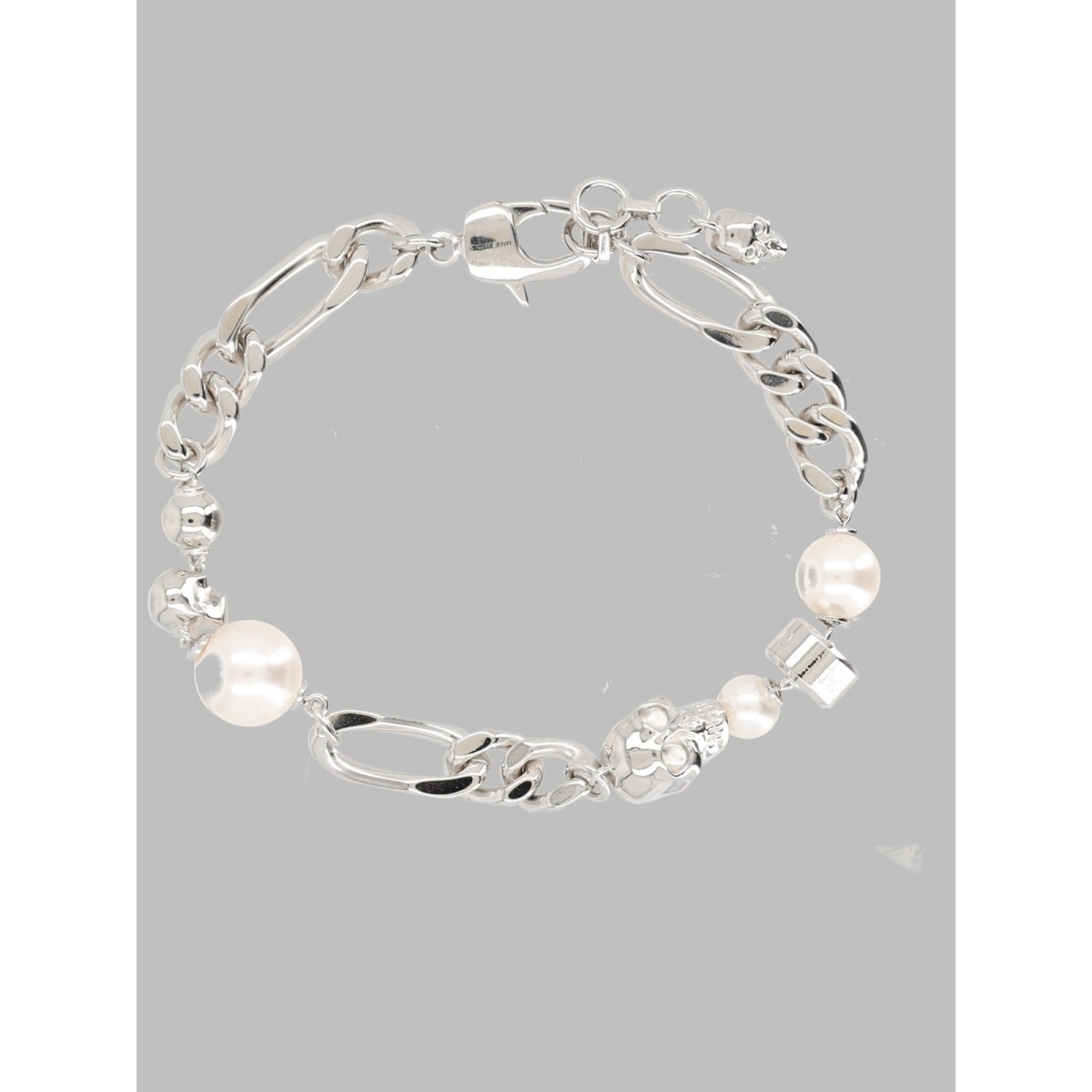 Bracciale a Catena con Perle e Teschi