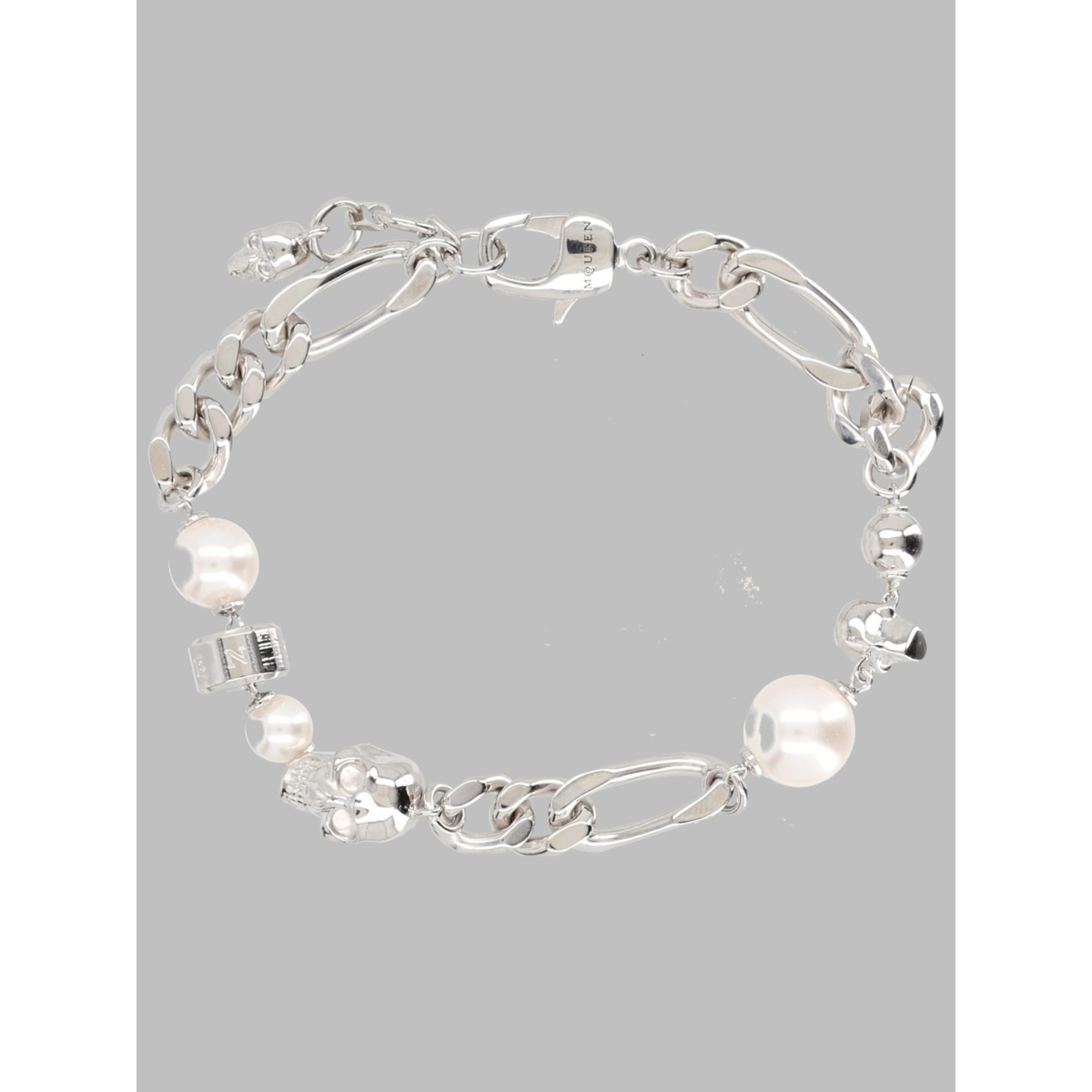 Bracciale a Catena con Perle e Teschi