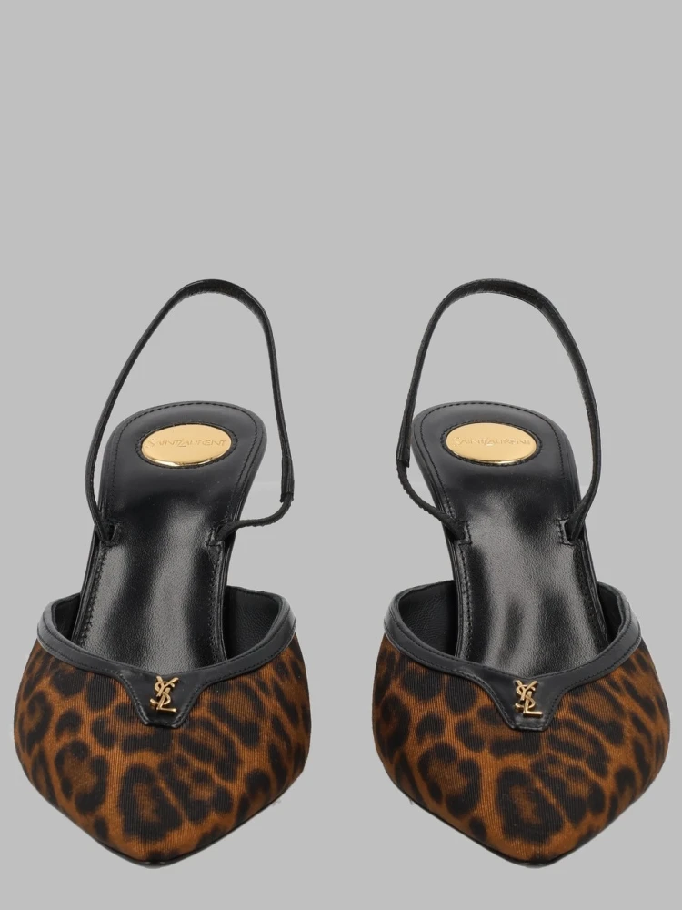 Décolleté Aperte sul Retro "Folie" in Gros-Grain Leopardato