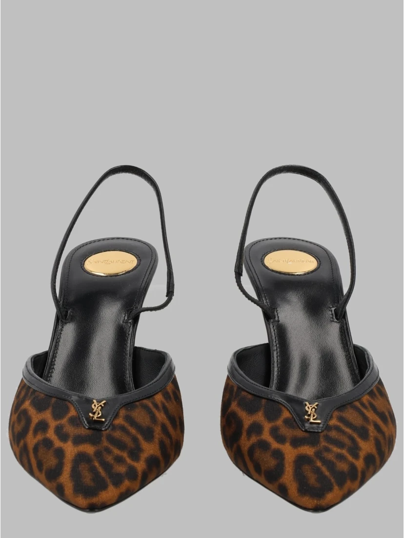 Décolleté Aperte sul Retro "Folie" in Gros-Grain Leopardato