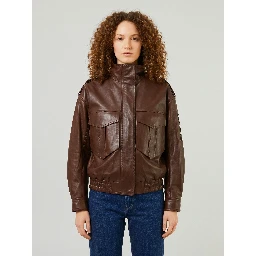 Brown napa leather bomber