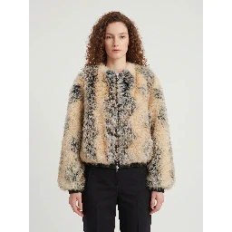 Beige combo Gina faux fur bomber jacket