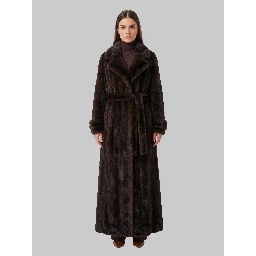 Dark brown Daph faux fur padded trench coat