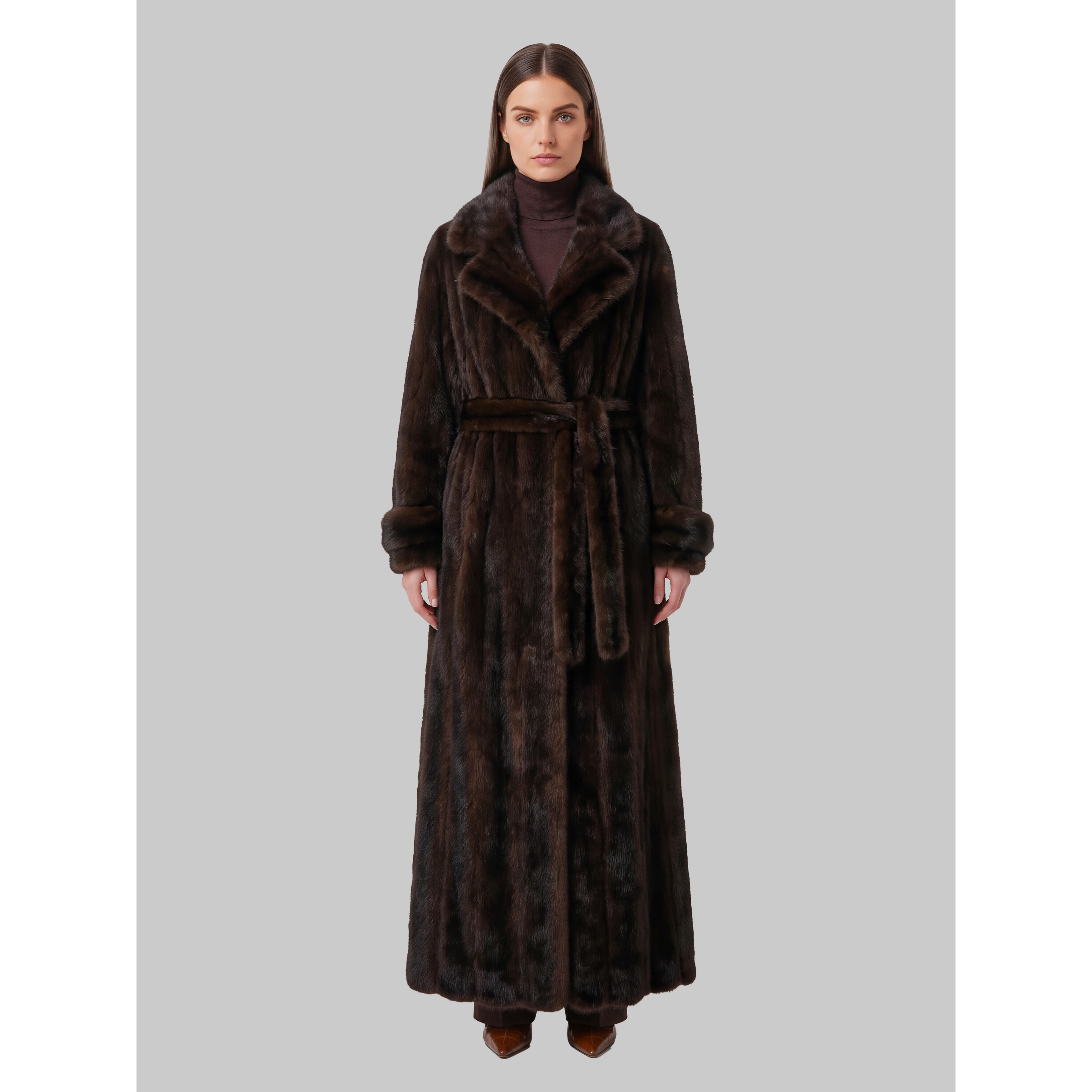 Dark brown Daph faux fur padded trench coat