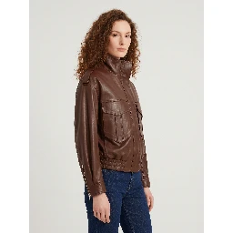 Brown napa leather bomber