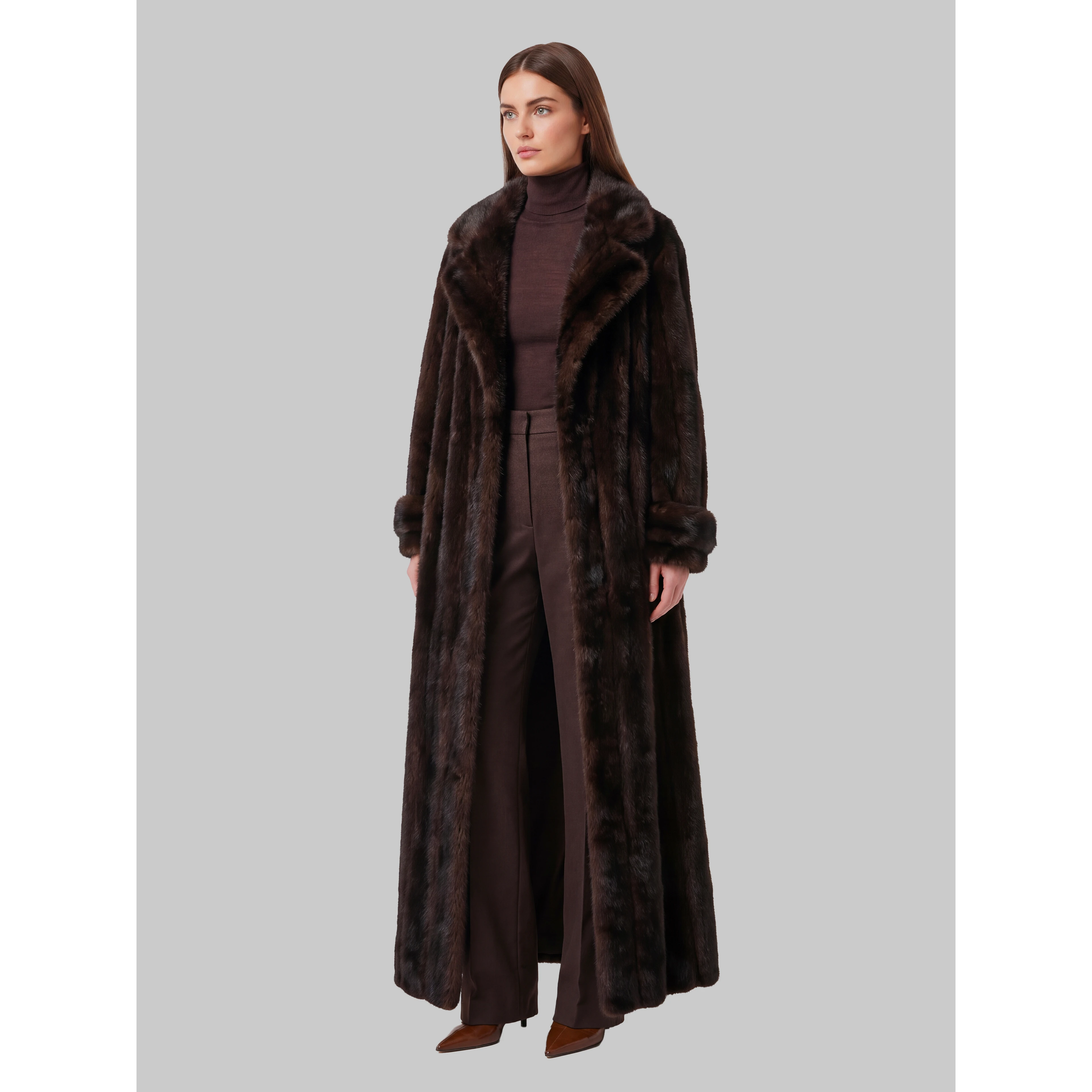 Dark brown Daph faux fur padded trench coat