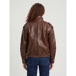 Brown napa leather bomber