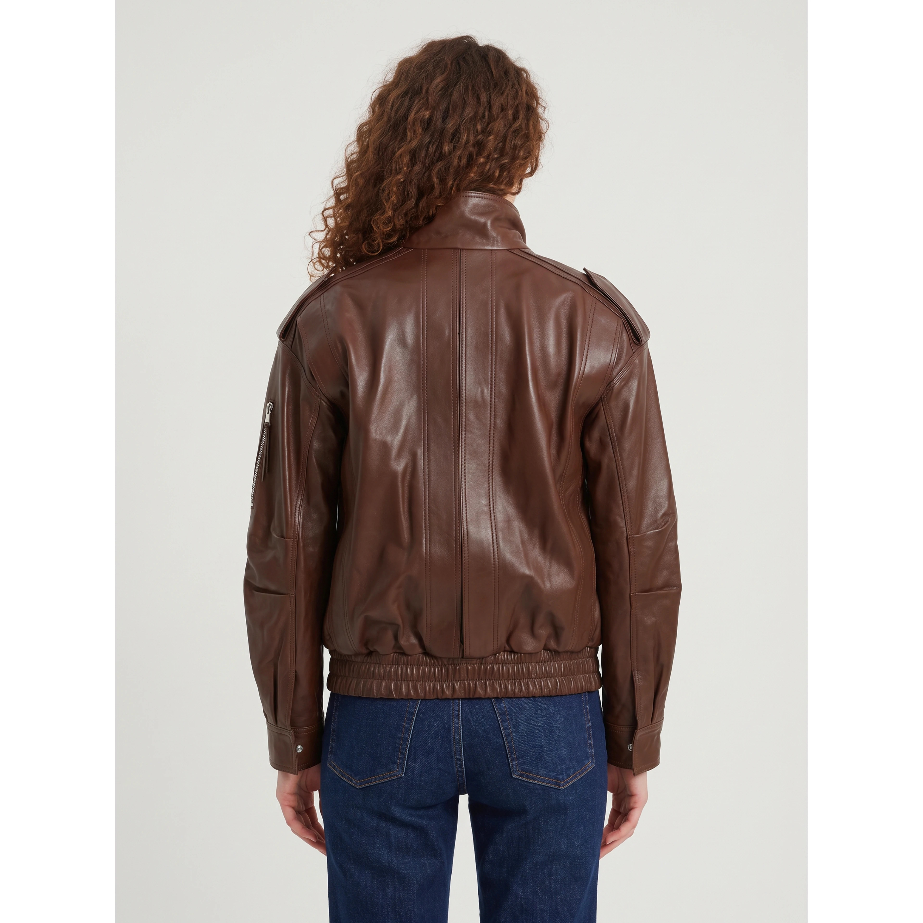 Brown napa leather bomber
