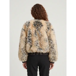 Beige combo Gina faux fur bomber jacket