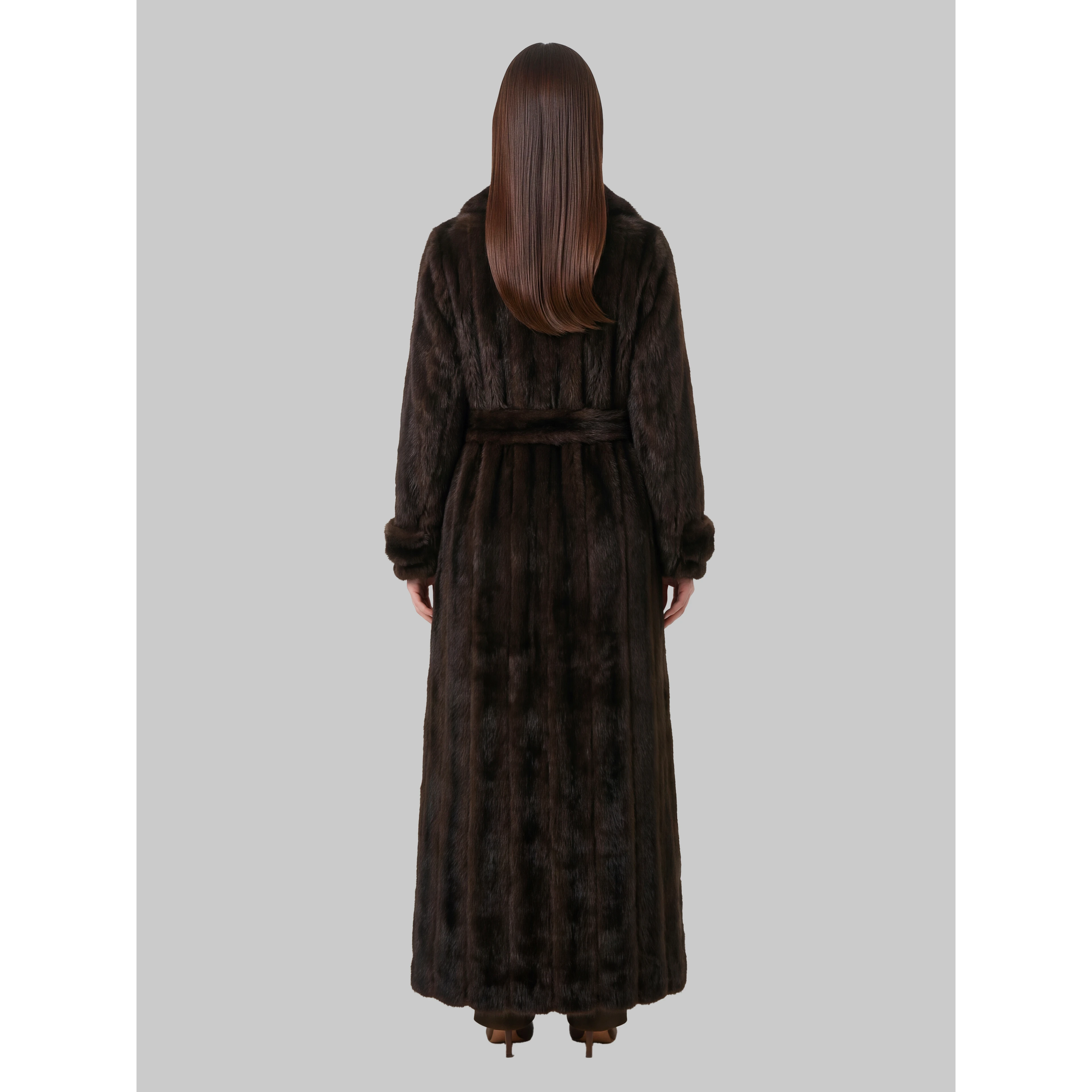 Dark brown Daph faux fur padded trench coat