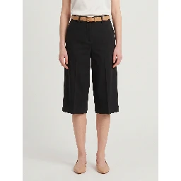 Black stretch canvas bermuda shorts