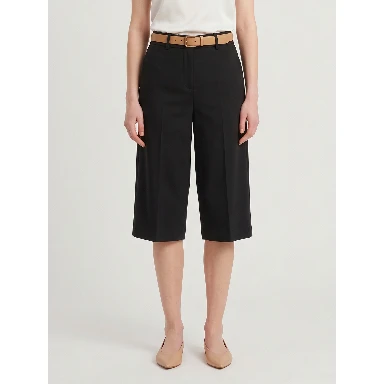 Black stretch canvas bermuda shorts