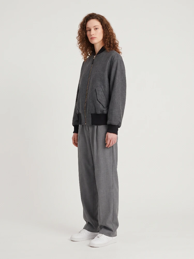 Dark grey chevron bomber jacket alternative