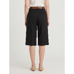 Black stretch canvas bermuda shorts
