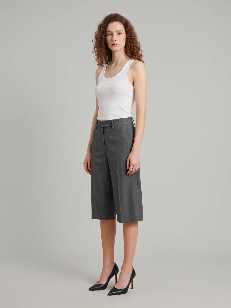Anthracite stretch canvas bermuda shorts alternative