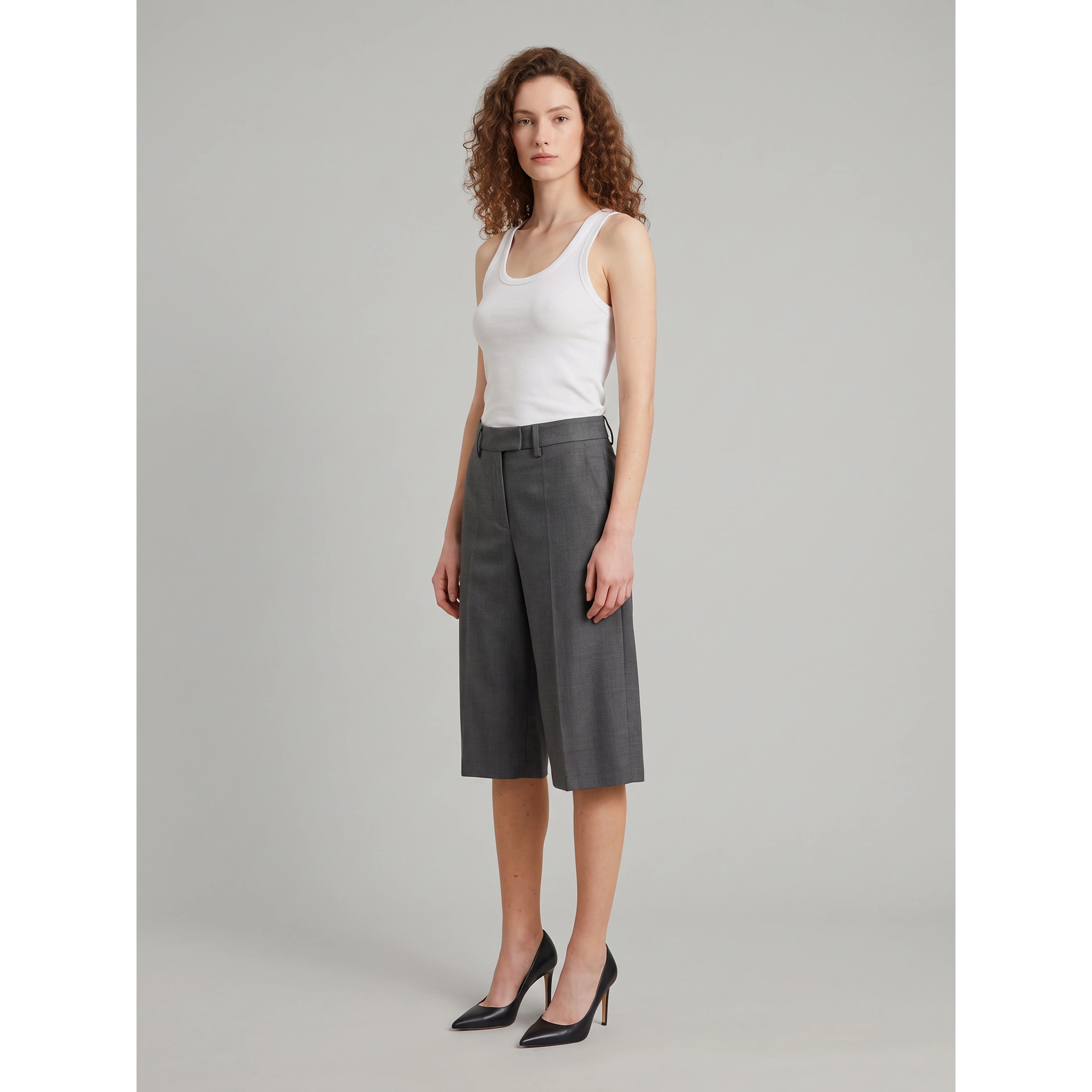 Anthracite stretch canvas bermuda shorts