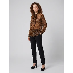 Animal print blouse with bow