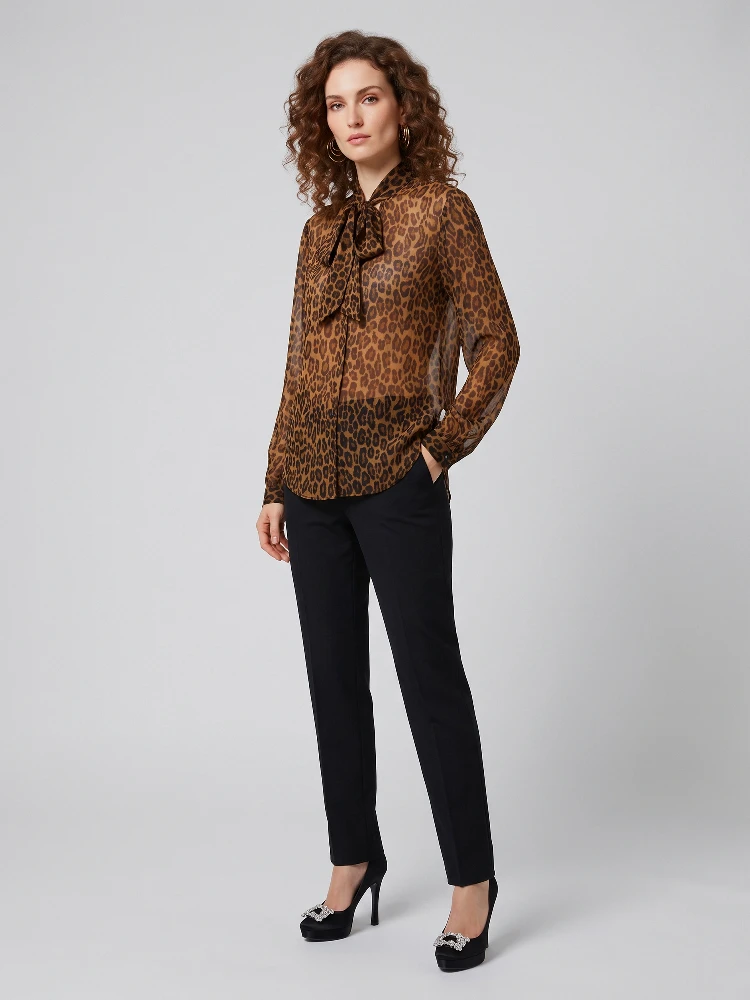 Animal print blouse with bow alternative