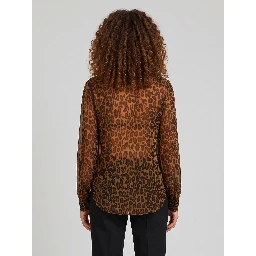 Animal print blouse with bow