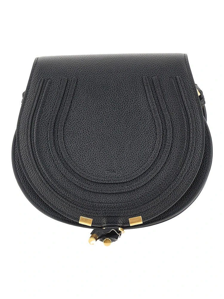 Grained leather 'Marcie' saddle bag