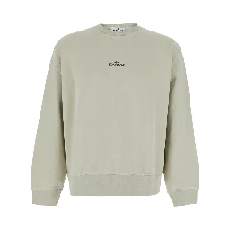 beige Sweatshirt with logo print on the front and back in cotton for men