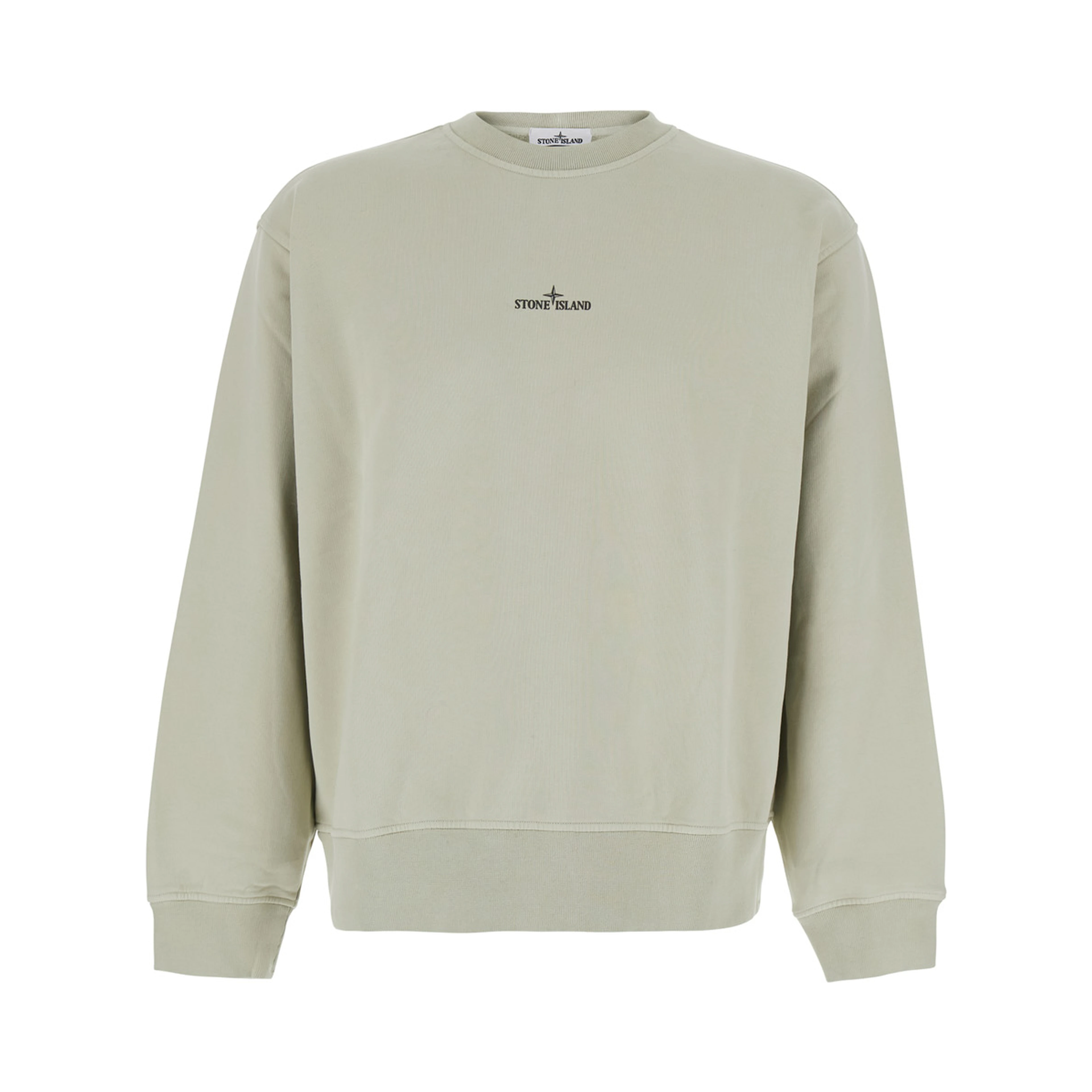 beige Sweatshirt with logo print on the front and back in cotton for men