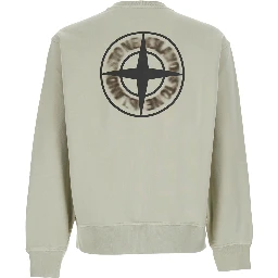 beige Sweatshirt with logo print on the front and back in cotton for men