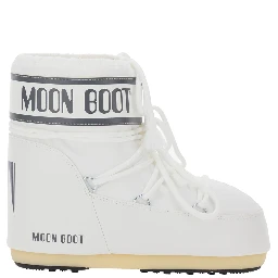 Snow Boots with Maxi Logo Print in White Tech Fabric for Women