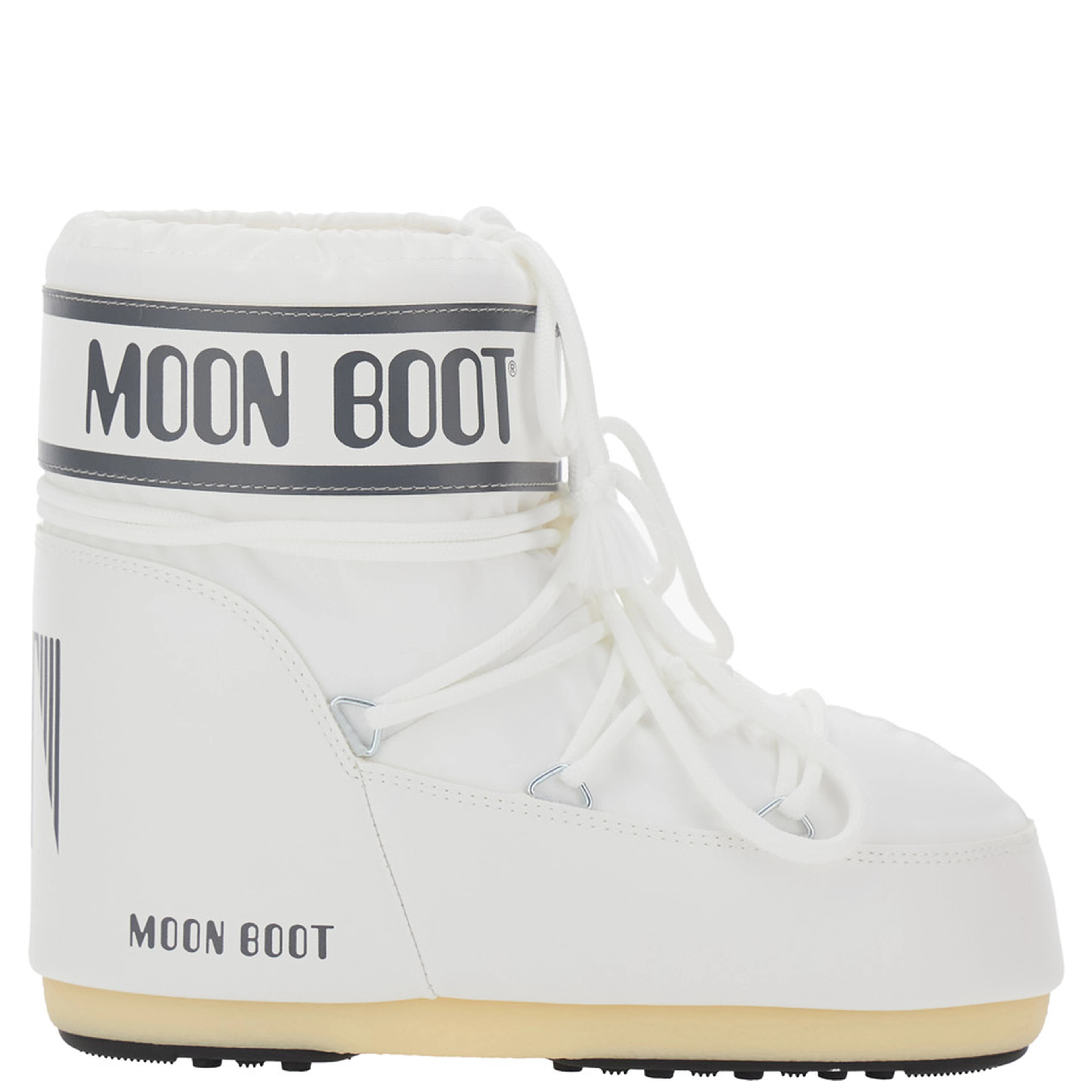 Snow Boots with Maxi Logo Print in White Tech Fabric for Women