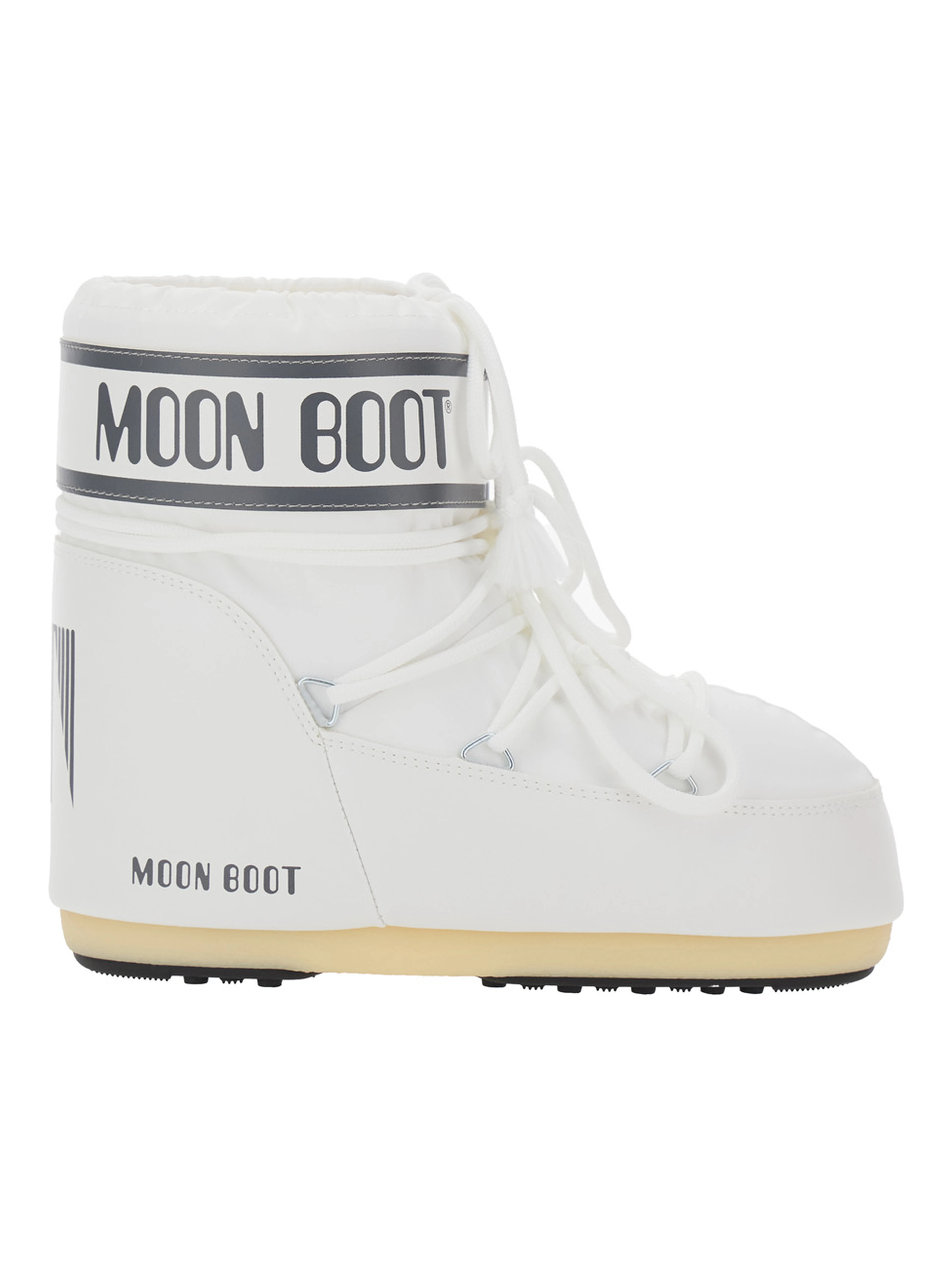 Snow Boots with Maxi Logo Print in White Tech Fabric for Women