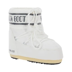 Snow Boots with Maxi Logo Print in White Tech Fabric for Women