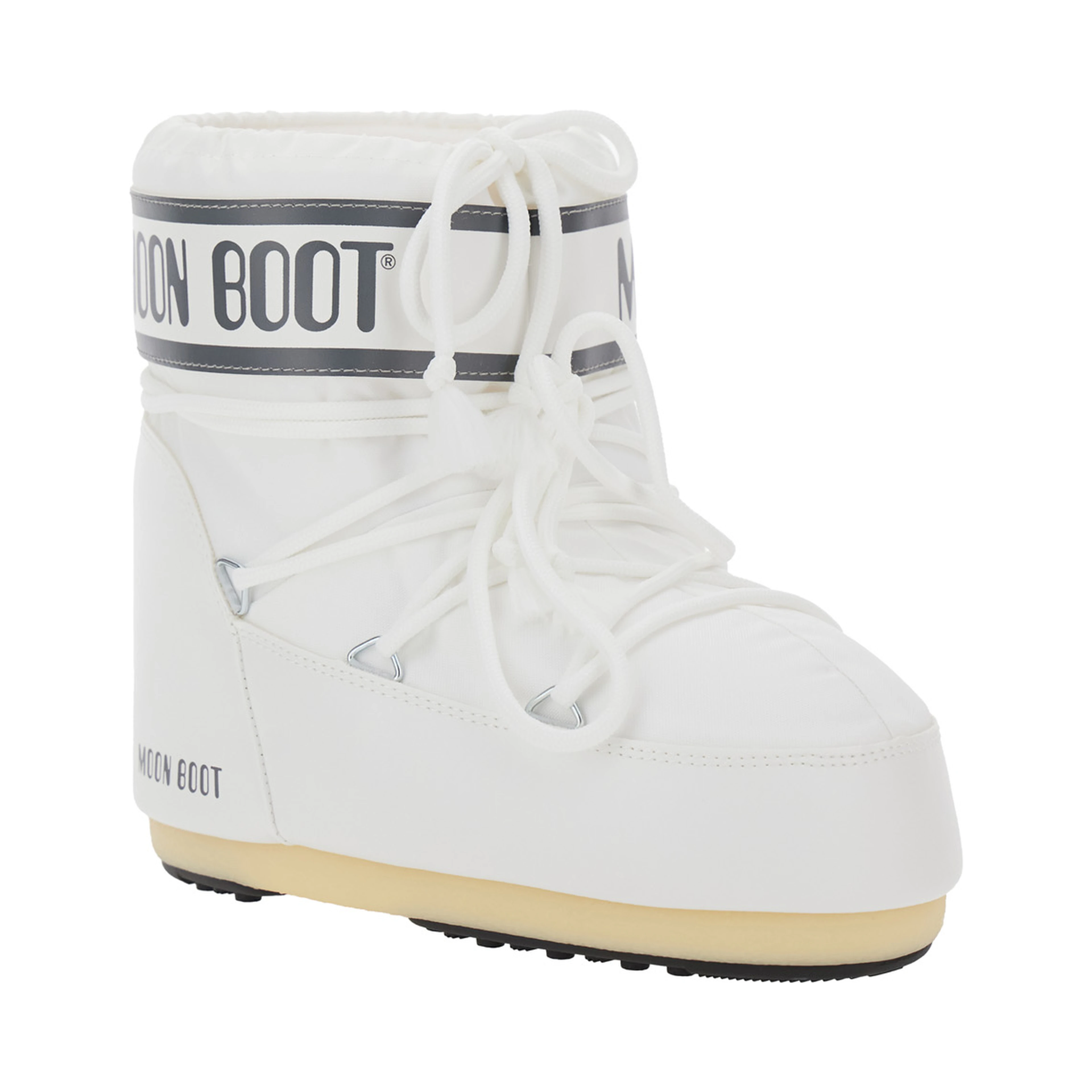 Snow Boots with Maxi Logo Print in White Tech Fabric for Women