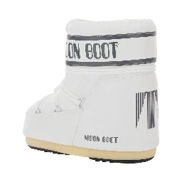 Snow Boots with Maxi Logo Print in White Tech Fabric for Women