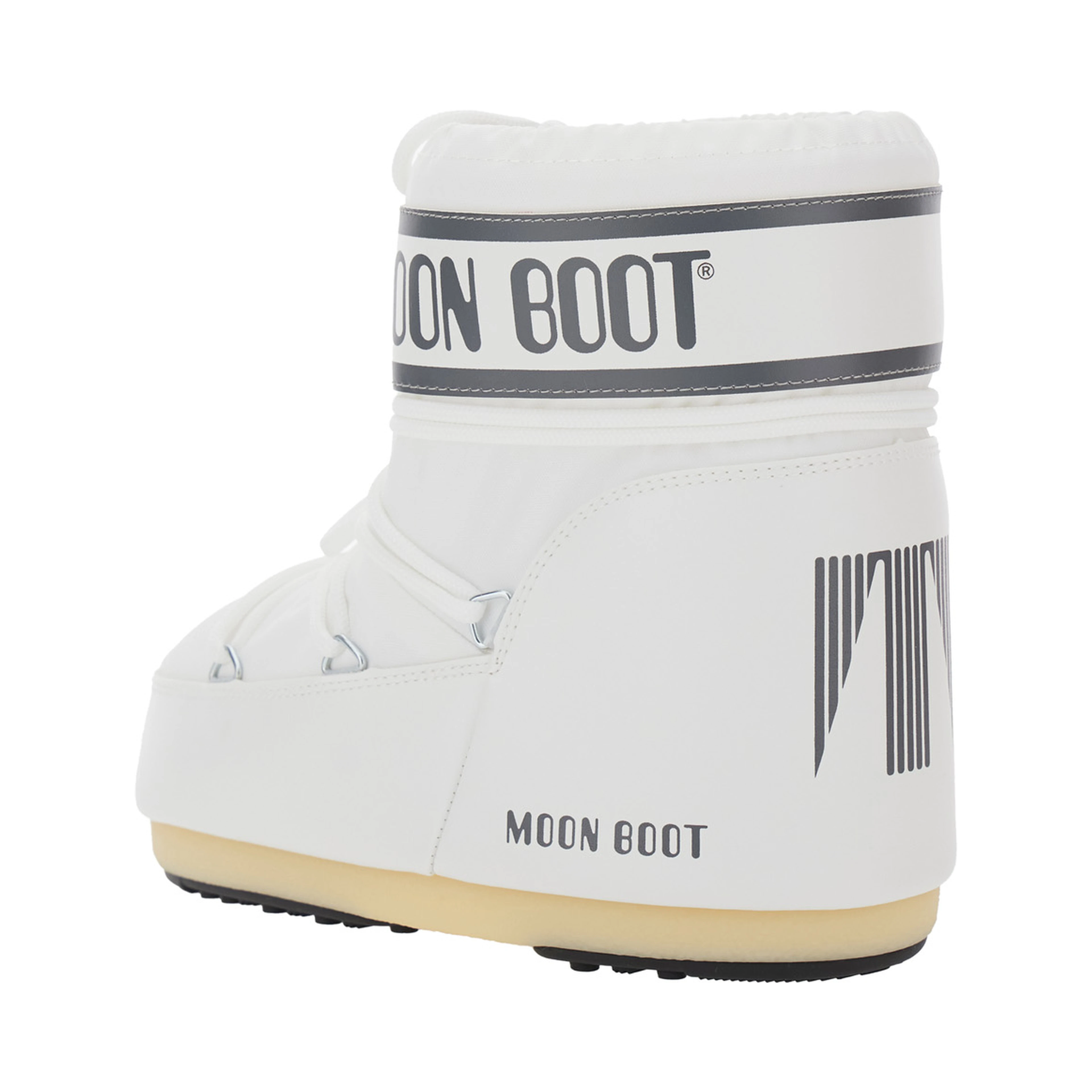 Snow Boots with Maxi Logo Print in White Tech Fabric for Women