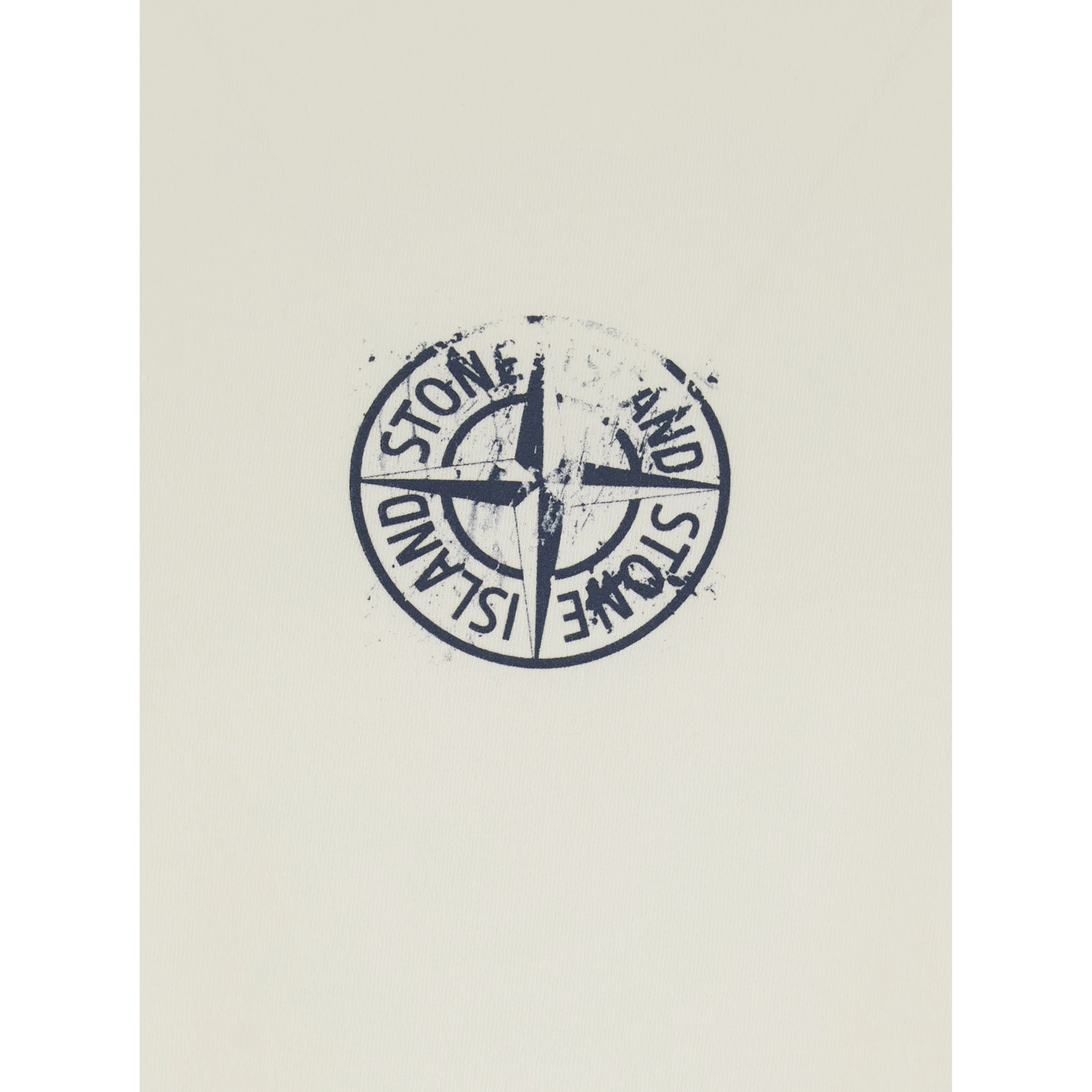 beige Crew neck T-shirt with logo on the front and maxi logo print on the back in cotton for men